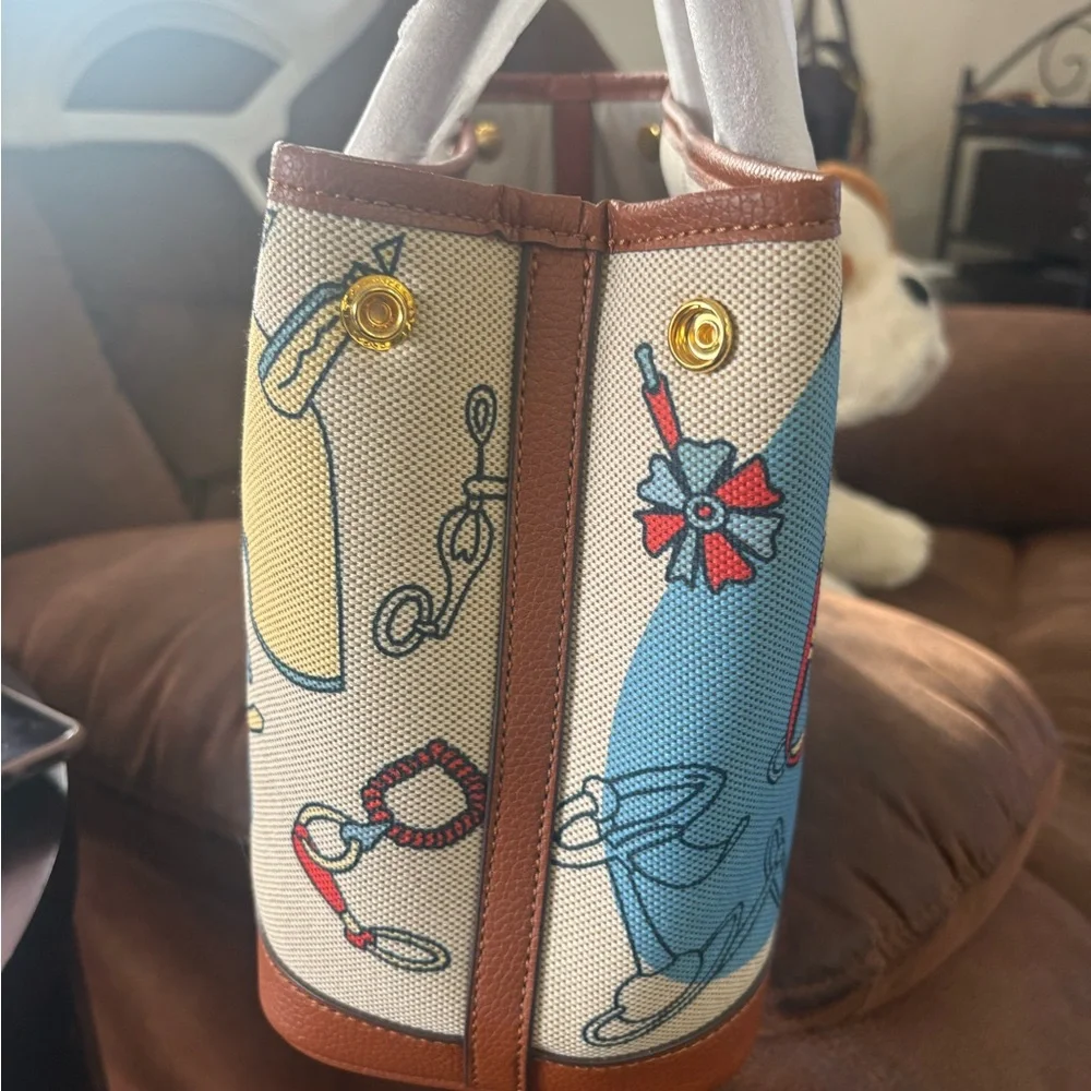 Artistic Blue and Brown Women's Tote Bag - Picture 4 of 9